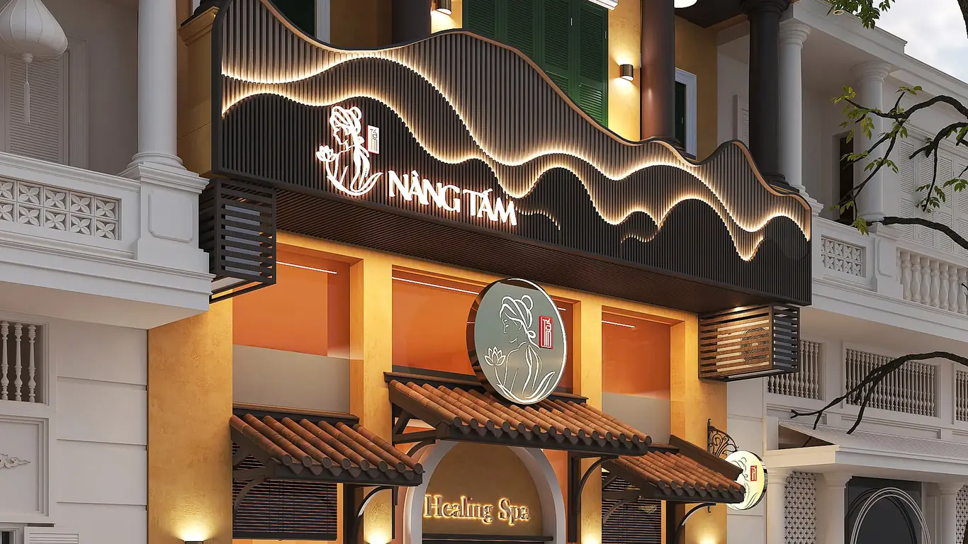 Nàng Tấm Healing Spa façade at 04 Nguyễn Hữu Huân, Hanoi Old Quarter